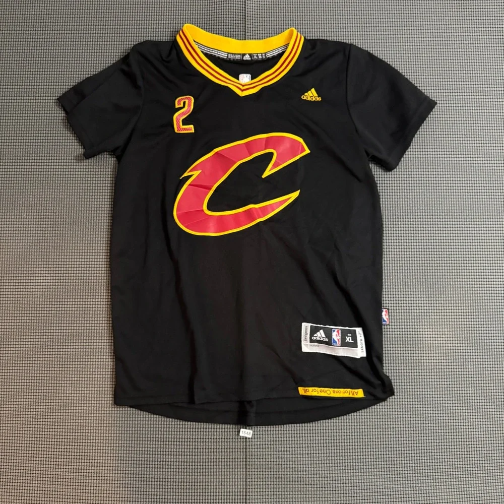 Adidas Kyrie Irving Cavaliers 2016 Finals Black Sleeved Jersey Youth XL